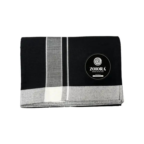 Zoiora Premium Black Pure Cotton Lungi For Men
