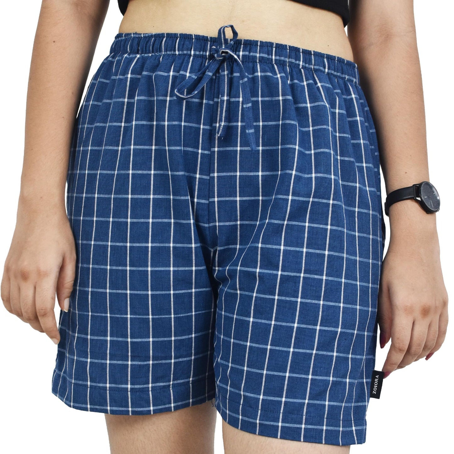 Zoiora Premium Pure Cotton Blue Shorts for Women