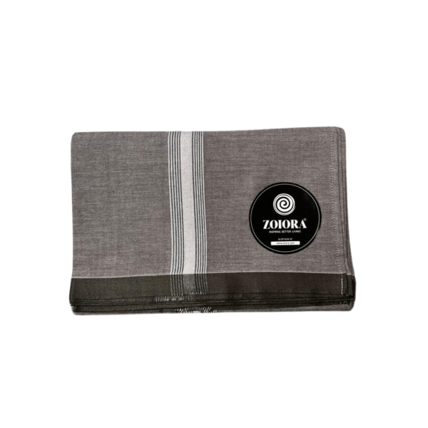 Zoiora Premium Pure Cotton Grey Lungi For Men