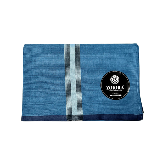 Zoiora Premium Blue 100% Cotton Lungi For Men