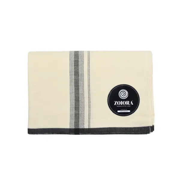 Zoiora 100% Pure Cotton Cream Lungi for Men