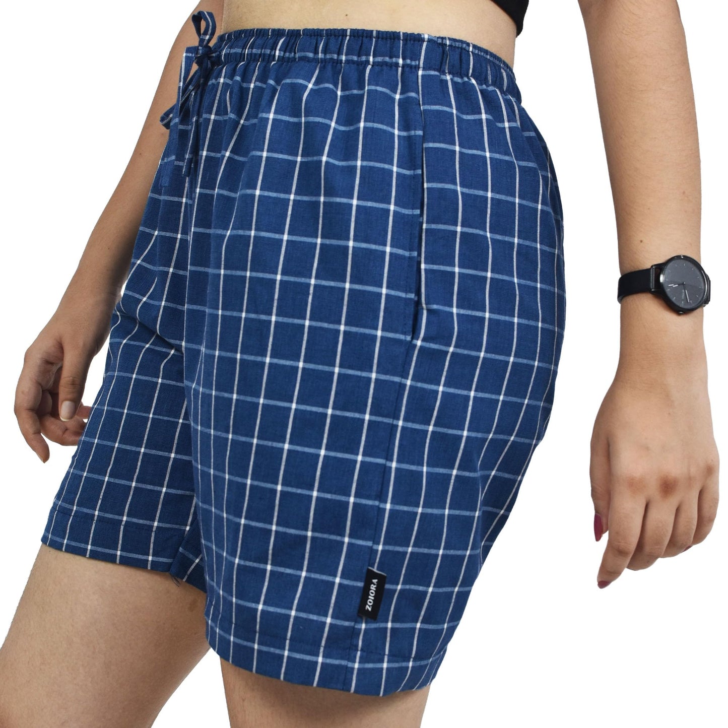 Zoiora Premium Pure Cotton Blue Shorts for Women