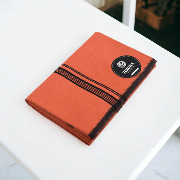 Zoiora Premium Cotton Kavi Lungi for Men
