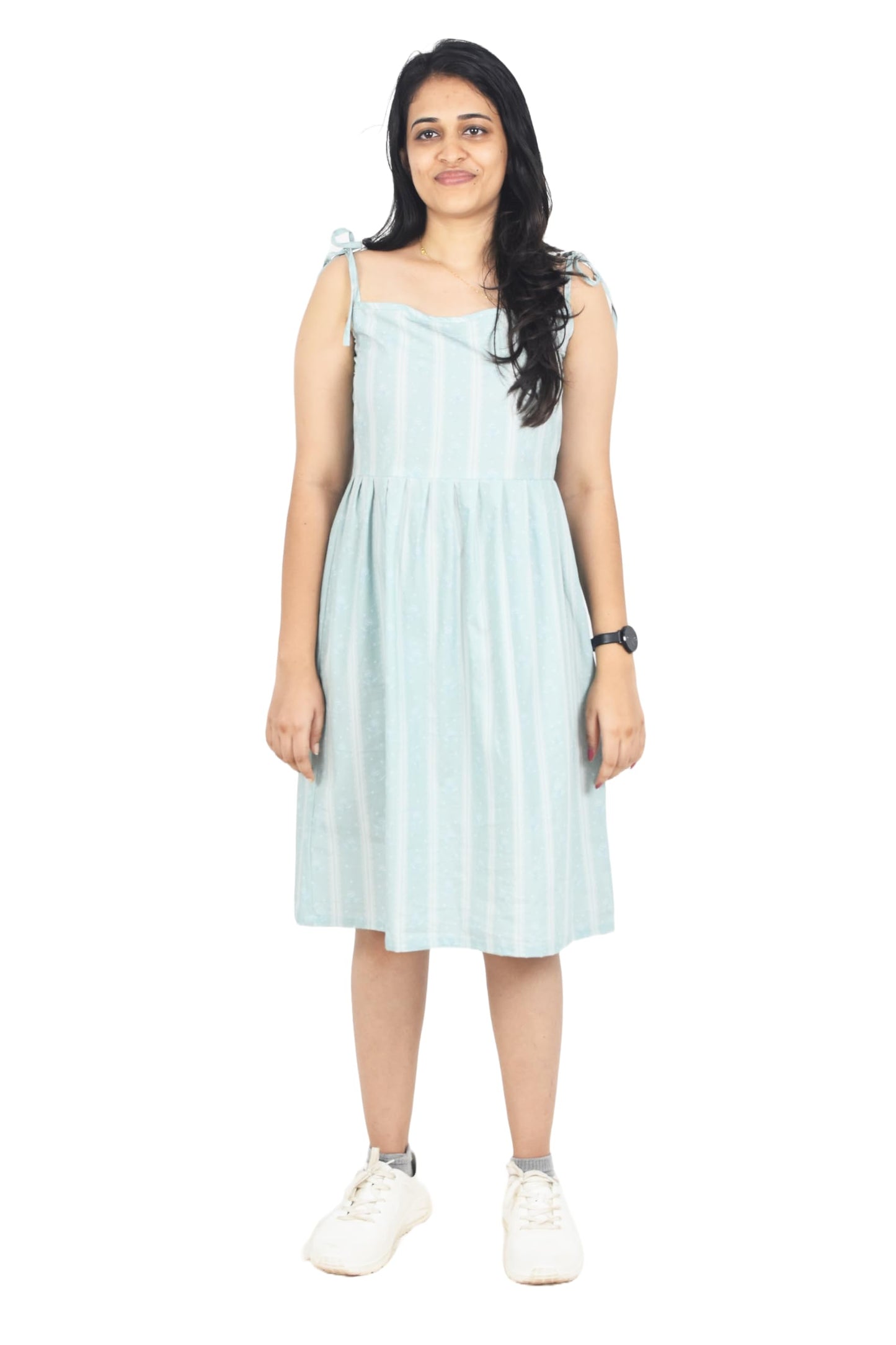 Zoiora Premium Cotton Satin Knee-Length Dress for Women
