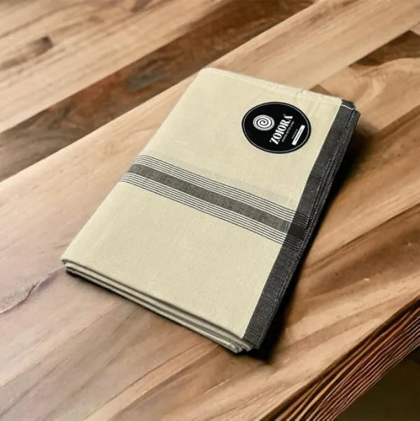 Zoiora 100% Pure Cotton Cream Lungi for Men