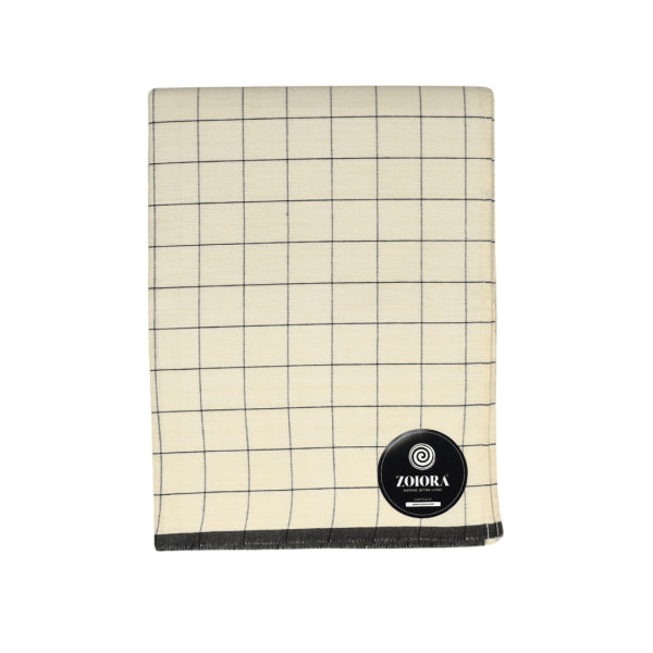 Zoiora Premium 100% Pure Cotton Cream Check Lungi for Men