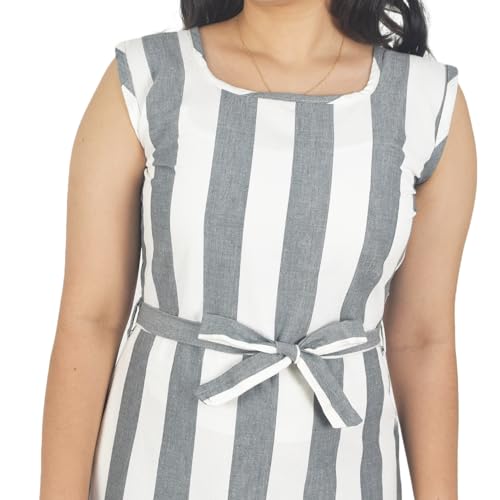 Zoiora 100% Pure Cotton Striped Dress for Women