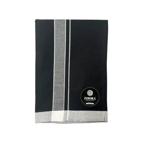 Zoiora Premium Black Pure Cotton Lungi For Men