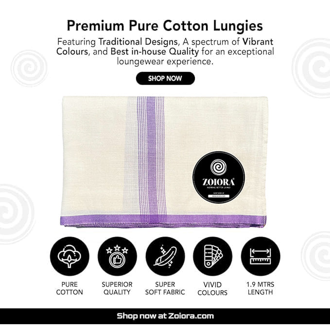 Zoiora Pure Cotton Ivory/Cream Lungi