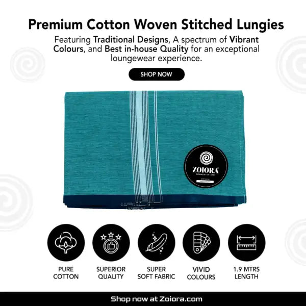 Zoiora 100% Cotton Premium Lungi for Men