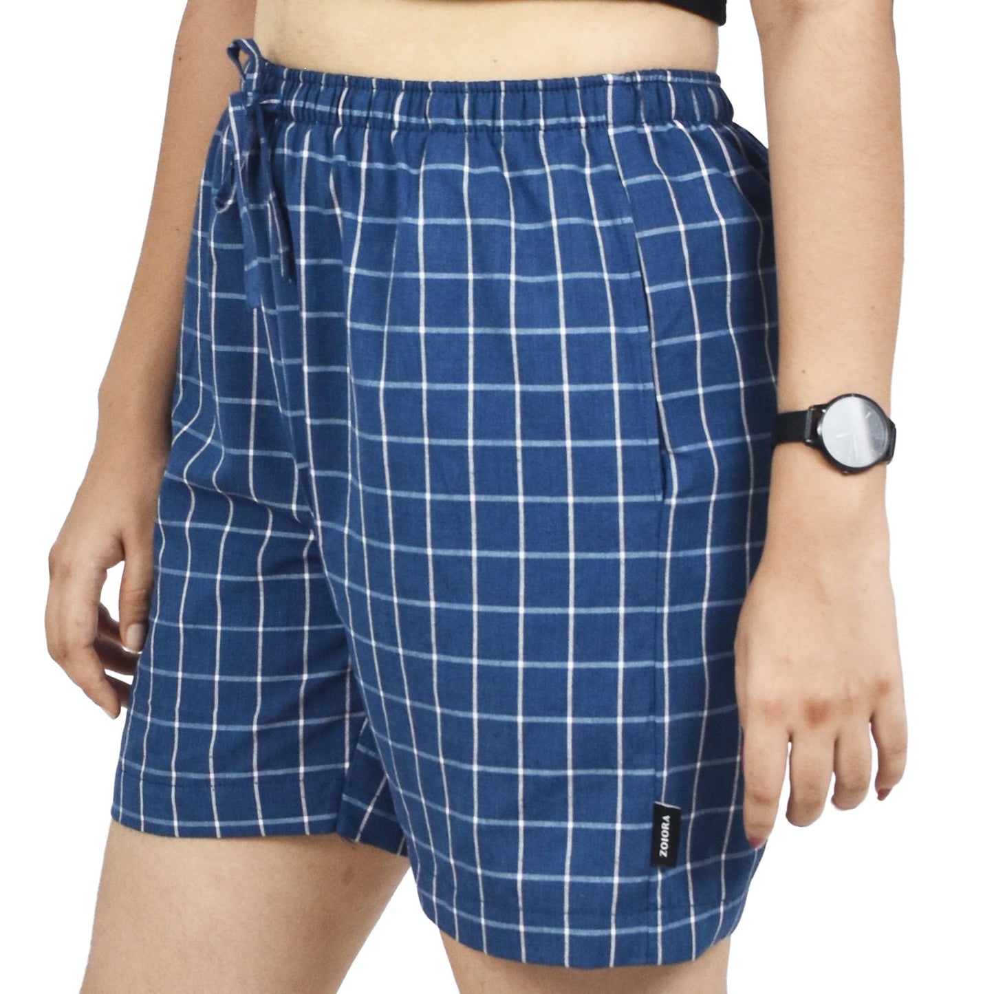 Zoiora Premium Pure Cotton Blue Shorts for Women
