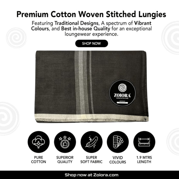 Zoiora Premium Chambray Pure Cotton Lungi For Men