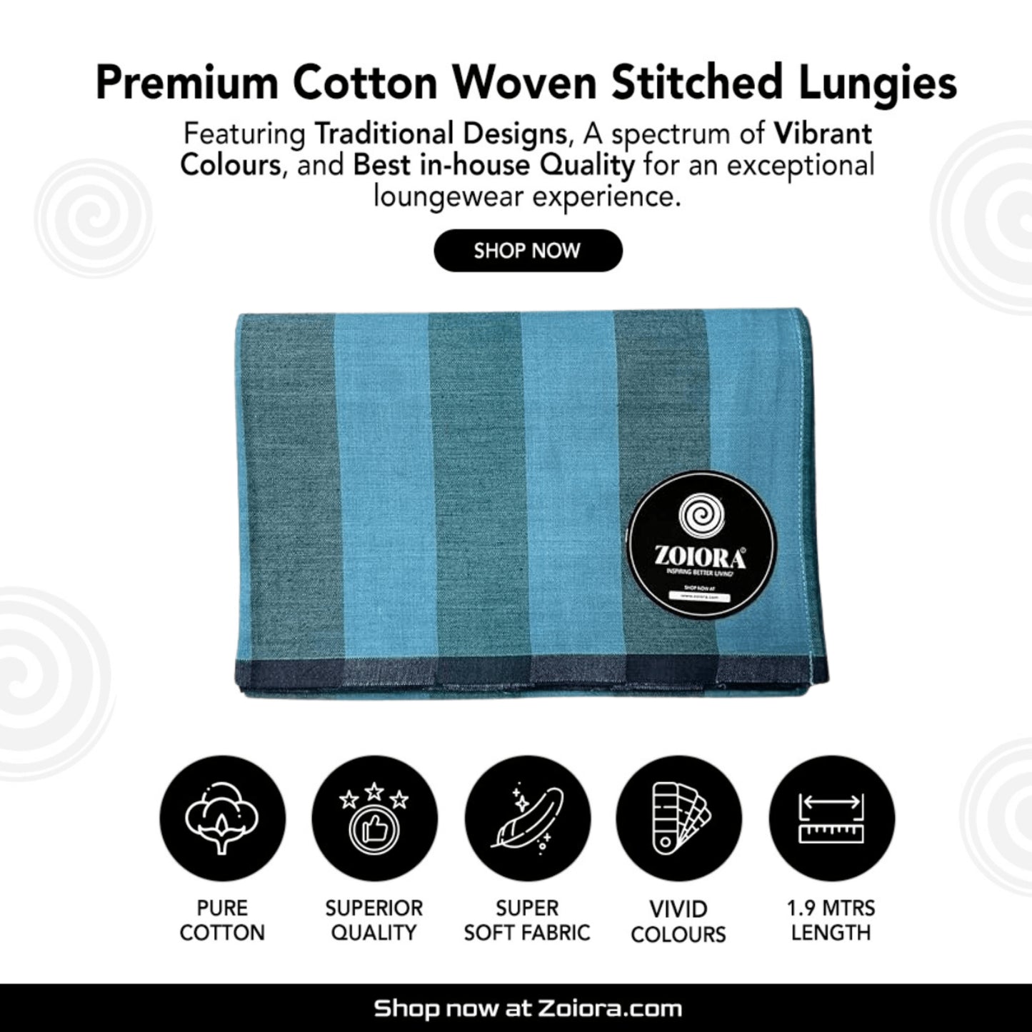 Zoiora Premium Multicolour Pure Cotton Striped Lungi For Men