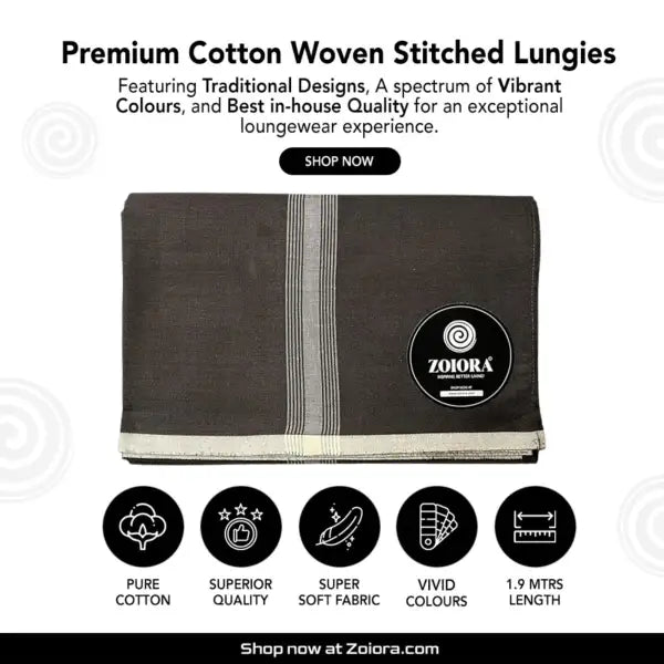 Zoiora Premium Chambray 100% Pure Cotton Lungi For Men
