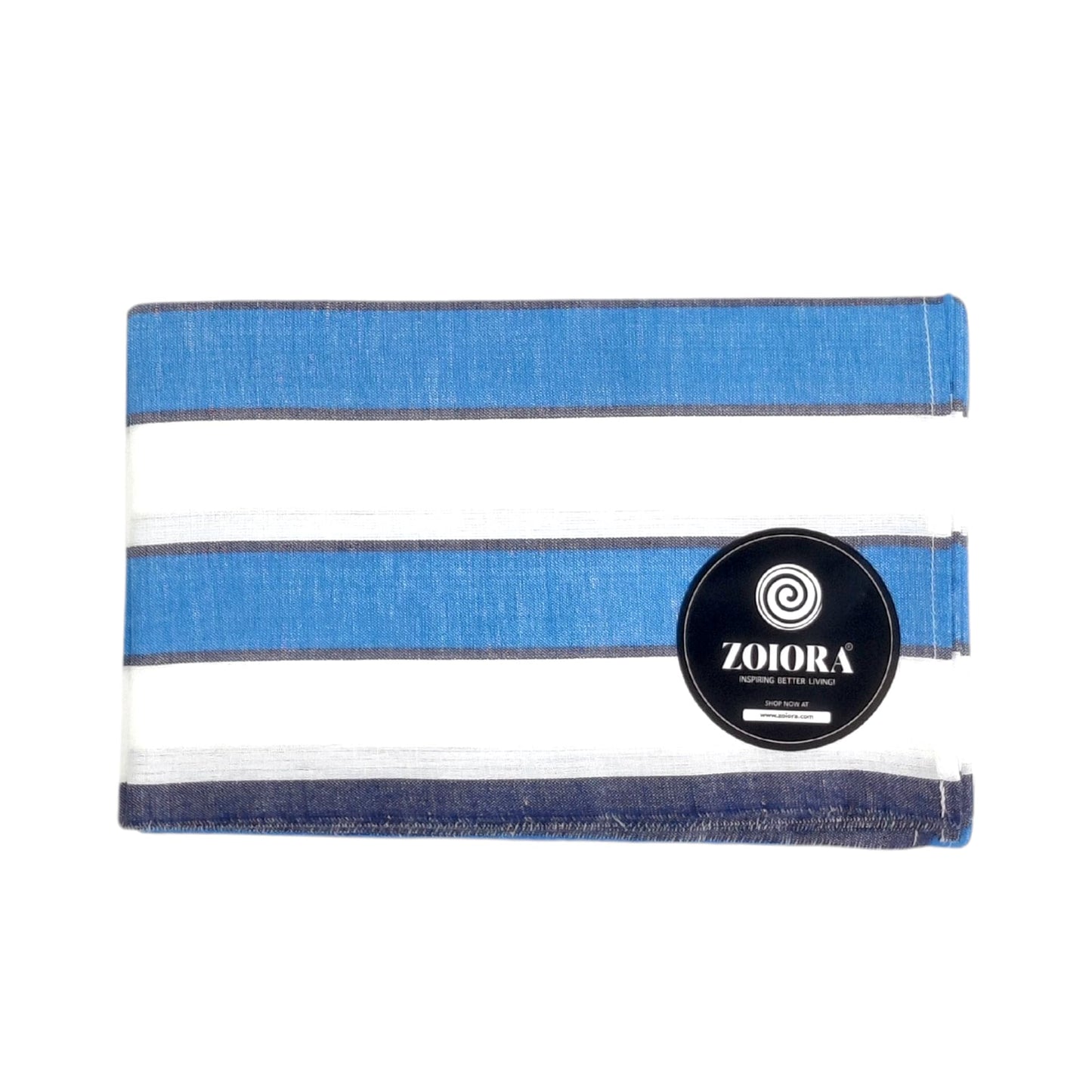 Zoiora Pure Cotton Blue and White Striped Lungi for Men