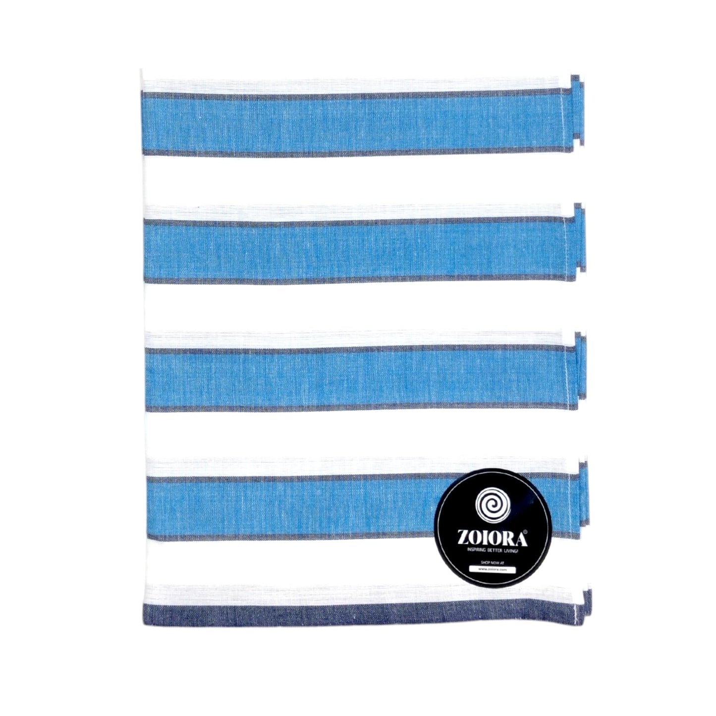 Zoiora Pure Cotton Blue and White Striped Lungi for Men
