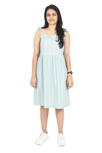 Zoiora Premium Cotton Satin Knee-Length Dress for Women