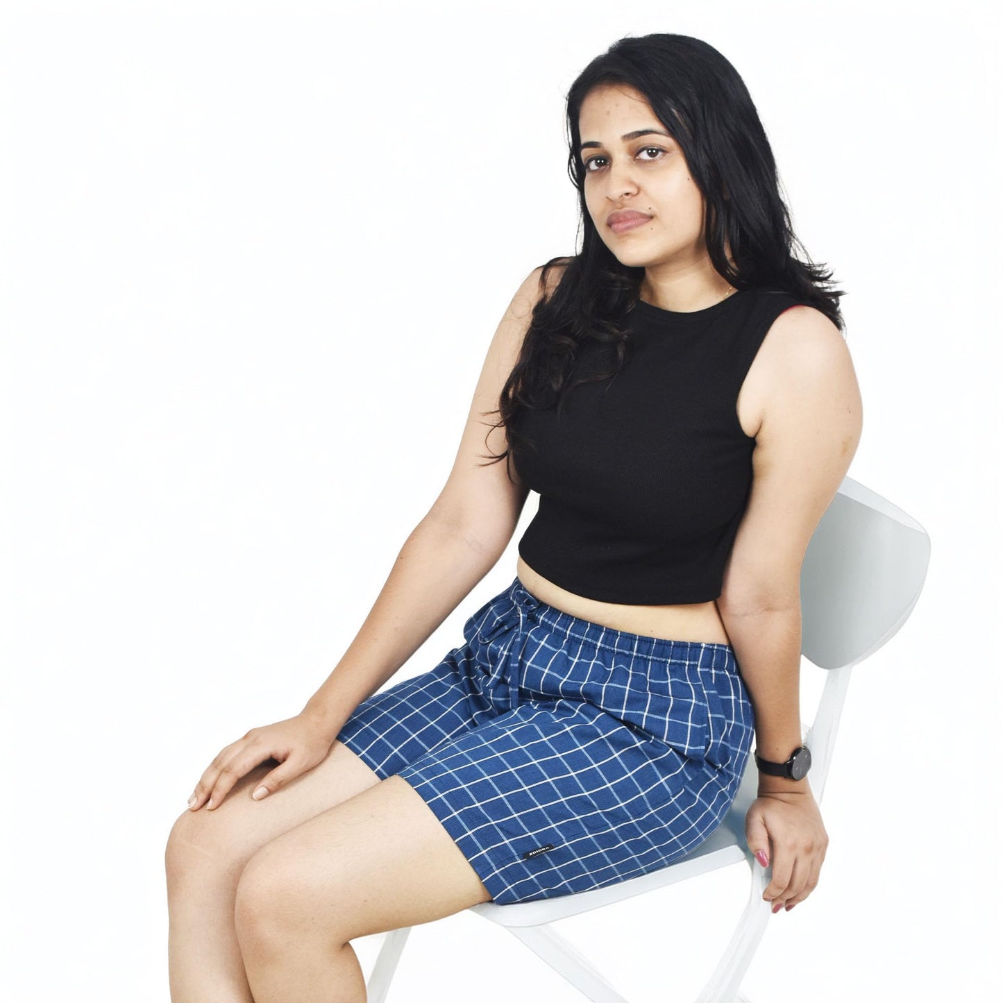 Zoiora Premium Pure Cotton Blue Shorts for Women